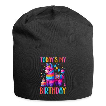 Lama Pinata Süße Alpaka -Tiergeburtstagsfiesta - Jersey-Beanie - Schwarz - Vorne