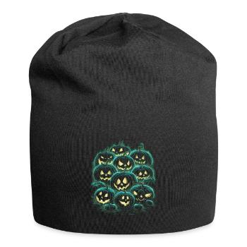 Leuchtende Kürbis-Parade – Halloween Kürbisdesign - Jersey-Beanie - Schwarz - Vorne