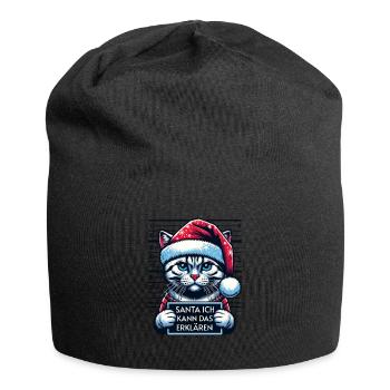 Santa Claus Funny Cats Christmas - Jersey Beanie - black - Front
