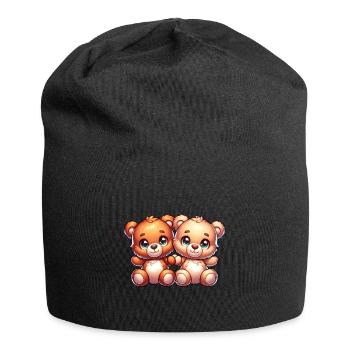 Deux adorables oursons câlins avec de grands yeux - Bonnet en jersey - noir - Devant