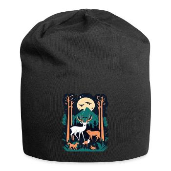 Zauberwald Wildtierszene – Naturabenteuer - Jersey-Beanie - Schwarz - Vorne