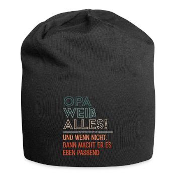 OPA WEIß ALLES UND WENN NICHT MACHT ER ES PASSEND - Jersey-Beanie - Schwarz - Vorne