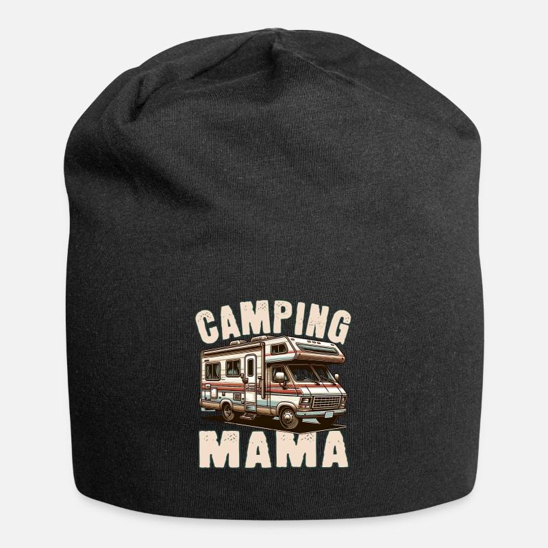 Camping Mama - Jersey-Beanie - Schwarz