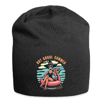 Hot Ghoul Summer Witch On Flamingo - Jersey Beanie - black - Front