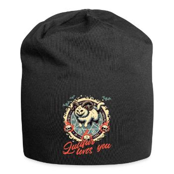 Lucifer Liebt Dich Mystisches Katzenmotiv - Jersey-Beanie - Schwarz - Vorne