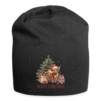 Mooey Noël avec sapin de Noël et cadeaux - Bonnet en jersey - noir - Devant