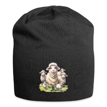 Cute sheep in the meadow - Jersey Beanie - black - Front