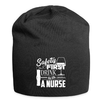 Nurse Drink With A Nurse - Jersey Beanie - black - Front