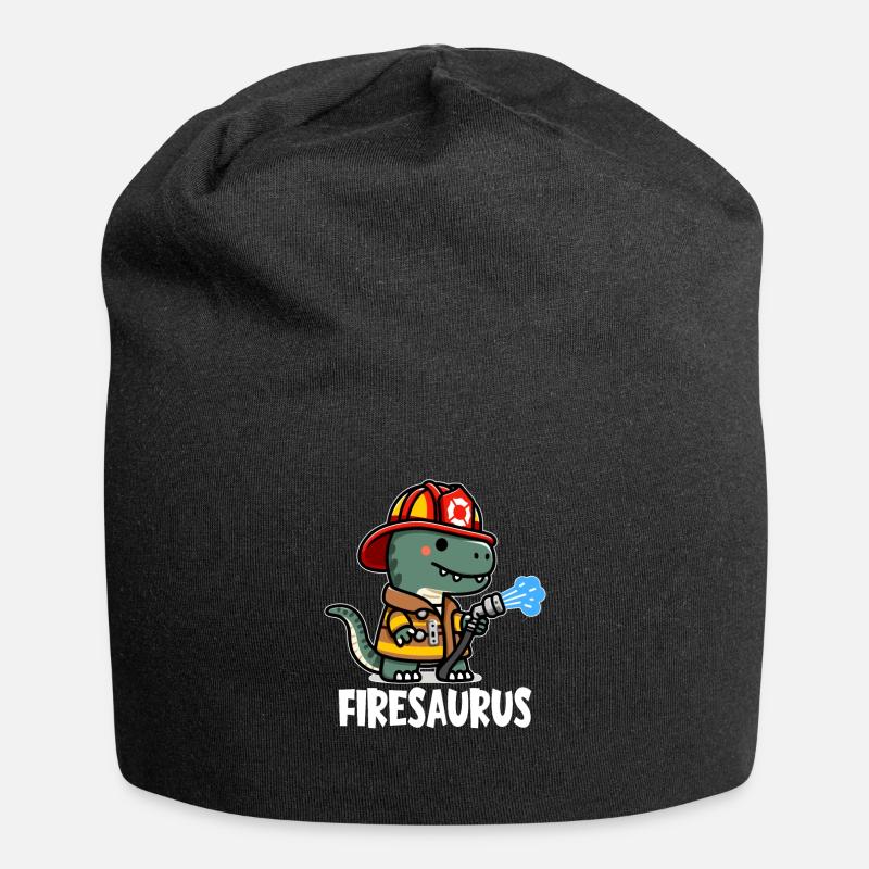 Firesaurus avec casque de pompier et tuyau d’incendie - Bonnet en jersey - noir