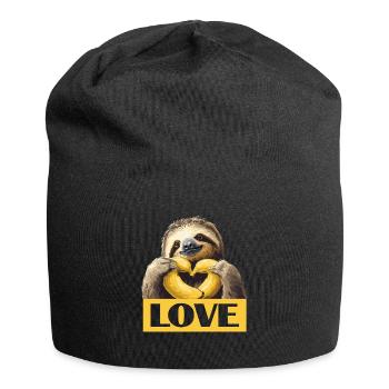 niedliches Faultier mit Bananenherz Love Forever - Jersey-Beanie - Schwarz - Vorne