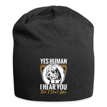 Bernedoodle Eyes Human I hear you, but I - Jersey Beanie - black - Front