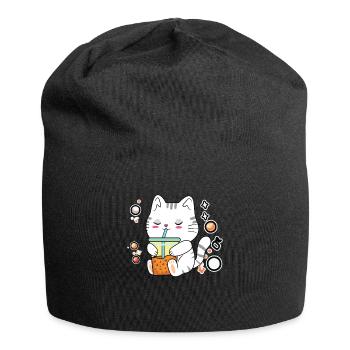 Cat Ramen = Purrfection This Adorable Design - Jersey Beanie - black - Front