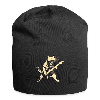 Rockin' Kitty A cool design with a cat - Jersey Beanie - black - Front