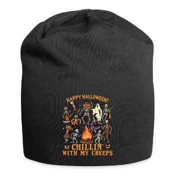 Funny HaHalloween Fun With Chillin' Creeps - Jersey Beanie - black - Front