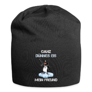 De la glace très mince, mon ami. T-shirt pingouin | - Bonnet en jersey - noir - Devant