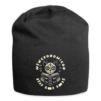 Mewcronomicon read a good book - Jersey Beanie - black - Front