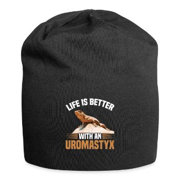 La vie est meilleure avec un uromastyx - Bonnet en jersey - noir - Devant