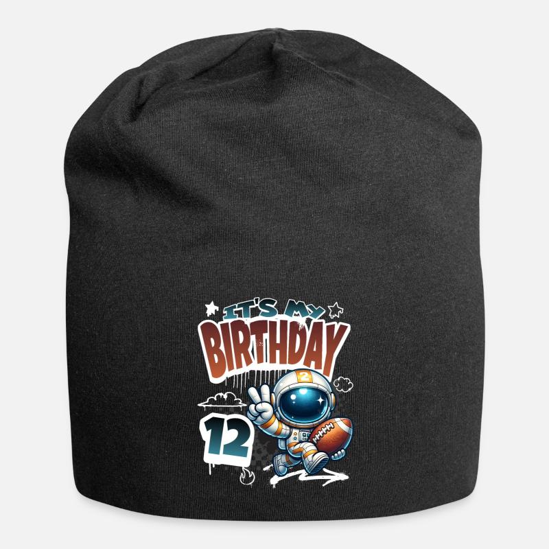 Astronaut 12. Geburtstag Football - Jersey-Beanie - Schwarz