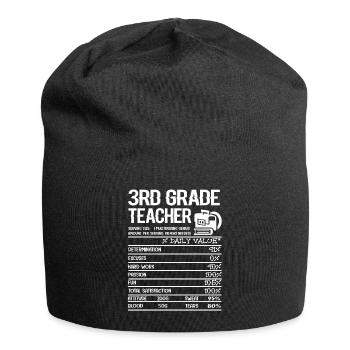 3rd Grade Teacher 3rd Grade Teacher Facts - Jersey Beanie - black - Front