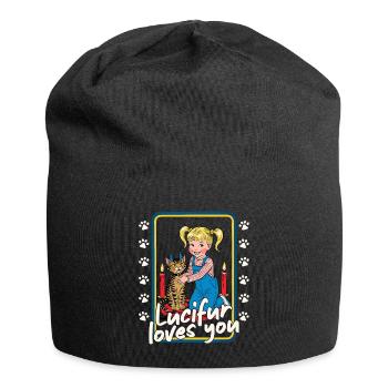Lucifur Loves You Cat Kids - Jersey Beanie - black - Front