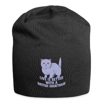 Live Is Better With A British Shorthair Cat Owner - Jersey-Beanie - Schwarz - Vorne