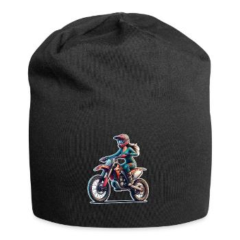 Motocross Women Girls Girl - Jersey Beanie - black - Front