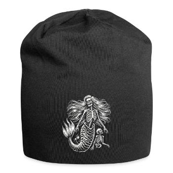 Mystische Skelett Meerjungfrau Kunst - Jersey-Beanie - Schwarz - Vorne