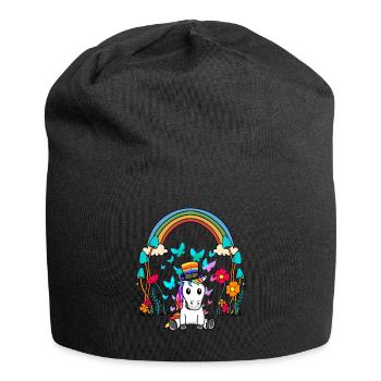 LGBT Arc-en-ciel Arc-en-ciel Drapeau Licorne - Bonnet en jersey - noir - Devant