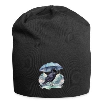 Vogel Vögel Regenschirm Wetter Küste Meer - Jersey-Beanie - Schwarz - Vorne