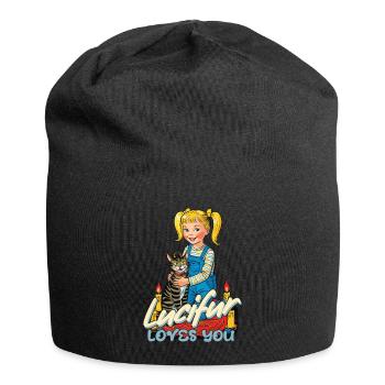 Lucifur Loves You Cat Humor - Jersey Beanie - black - Front
