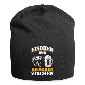 FISCHEN UND BIERCHEN ZISCHEN Lustiges Angler - Jersey-Beanie - Schwarz - Vorne