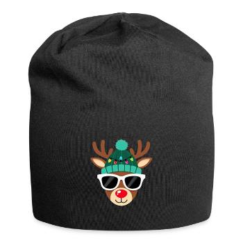 Weihnachts Rentier mit roter Nase - Jersey-Beanie - Schwarz - Vorne