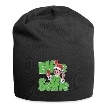 Elfie Selfie Lustiger Weihnachts-Elf - Jersey-Beanie - Schwarz - Vorne