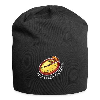 horloge pizza o’clock illustration amusante - Bonnet en jersey - noir - Devant