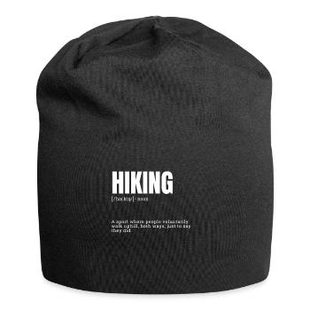 Funny Hiking Where People Voluntarily Walk Uphill - Jersey Beanie - black - Front