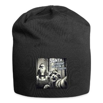 Cat & Santa really exists Selfie Christmas - Jersey-Beanie - Schwarz - Vorne
