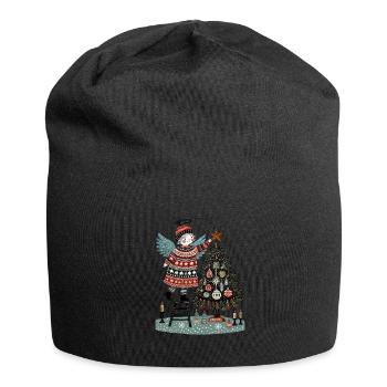 Skandinavischer Weihnachtsengel Mit Weihnachtsbaum - Jersey-Beanie - Schwarz - Vorne