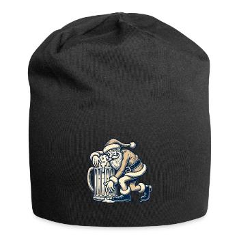 Drunk Santa Claus with beer mug - Jersey Beanie - black - Front