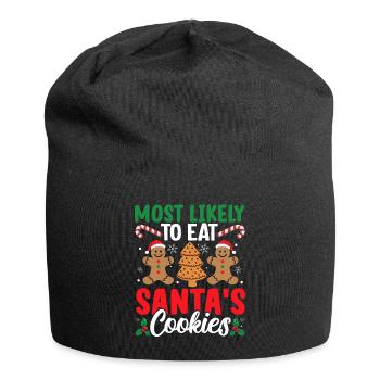 Le plus susceptible de manger des biscuits de Noël du Père Noël Naugh - Bonnet en jersey - noir - Devant