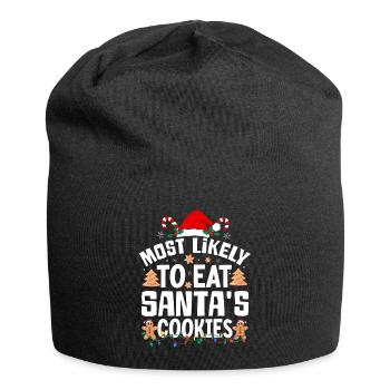 Le plus susceptible de manger des biscuits du Père Noël Noël coquin - Bonnet en jersey - noir - Devant