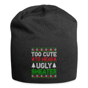 Too Cute To Wear Ugly Sweater Holiday Christmas - Jersey Beanie - black - Front