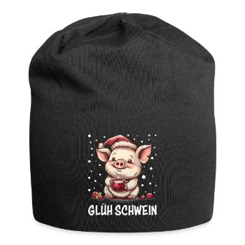 Glühwein Liebhaber GLÜH SCHWEIN Lustiges - Jersey-Beanie - Schwarz - Vorne