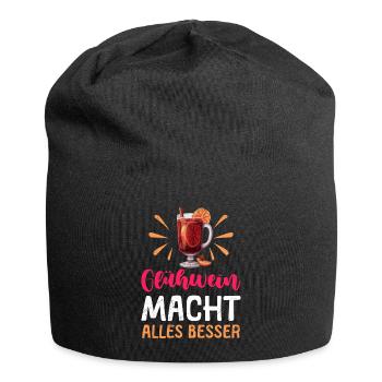 GLÜHWEIN MACHT ALLES BESSER Lustiges Glühwein - Jersey-Beanie - Schwarz - Vorne