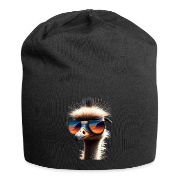 Strauss Vogel Strauß Großer Emu Laufvogel Sträuße - Jersey-Beanie - Schwarz - Vorne
