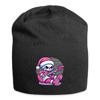 Christmassy skeleton guitarist rocks - Jersey Beanie - black - Front