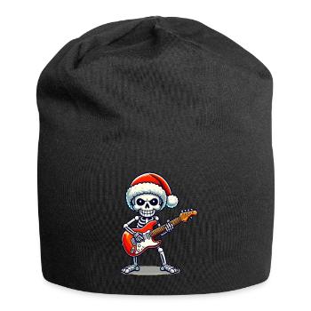 Christmassy skeleton guitarist rocks - Jersey Beanie - black - Front