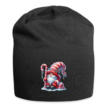 Mignon gnome de Noël avec canne à sucre - Bonnet en jersey - noir - Devant