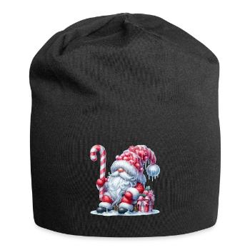Père Noël douillet avec canne à sucre et - Bonnet en jersey - noir - Devant