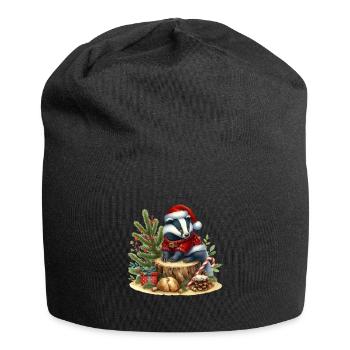 Blaireau de Noël avec cadeaux - Bonnet en jersey - noir - Devant