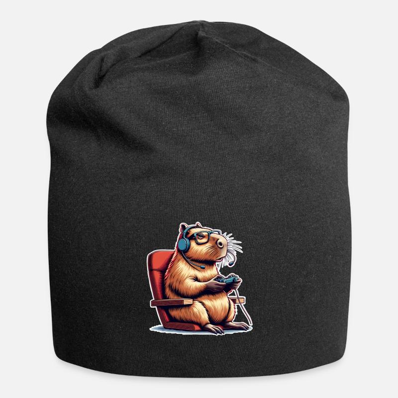 Capybara Gaming Nerd - Jersey-Beanie - Schwarz